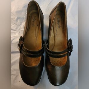 Softspots Women's Dark Brown Heels Size 9.5 New  Leather Mary Jane Slip On Shoes